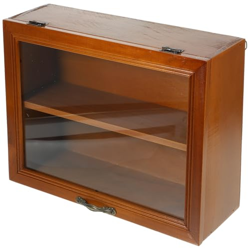 Operitacx Cosmetics Storage Box Desktop Cup Storage Box for Tea Set Cups Organizer and Mug Holder Home Sundries Display Acrylic Holder with Wooden Base 11.81 X 9.06 X 4.17 in
