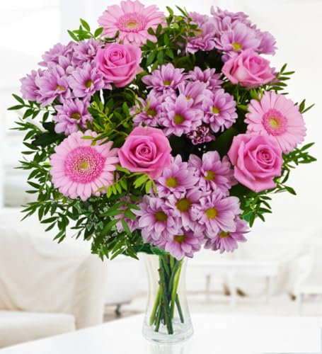 Ramo de Flores Rosadas llenas de Perfección – Perfecto Regalo - Flores Frescas para Cumpleaños o Día de la Madre – Arreglo de Lujo con Entrega al Día Siguiente – Sorpresa Elegante para Ella