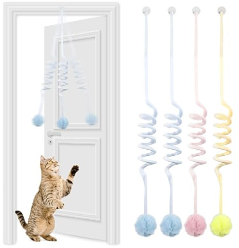 LWMLWM 4 Stück Katzenspielzeug Hängende Türrahmen Selbstbeschäftigung Interaktives Katzenspielzeug Intelligenz Katzen Spielzeug Einziehbar Kätzchen Katzen Spielzeug Kitten, Cat Toys