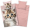 Aminata kids - Biber Kinderbettwäsche 135x200, Niedliches Katzen-Motiv für Mädchen, Rosa, 100% Baumwolle, Reißverschluss - Warm, Weich & Kuschelig - Flanellbettwäsche