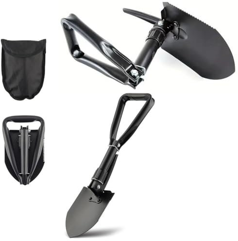 ZHHSUNY 18 IN 2-in-1 Camping Klappschaufel, Klappspaten mit Sägekante, Campingkelle Multifunktions-Schaufel