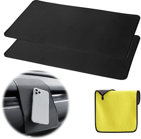 3 cuscinetti antiscivolo per cruscotto con panno assorbente su entrambi i lati, 27 x 15 cm, tappetino antiscivolo per auto, cuscino di fissaggio in silicone per decorazioni auto, occhiali, telefoni