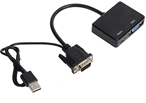 Vga Till -adapter, Vga Till Vga Vga Till Displayport-adapter High Definition Multimedia Interface Splitter Vga Till -omvandlare VGA-adapter med Ljudport (Svart)