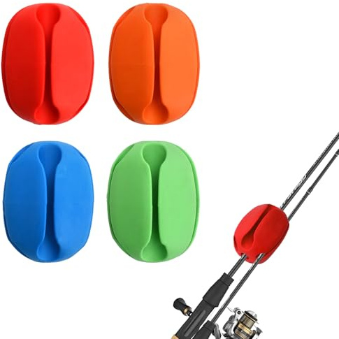 4 Stück Silikon Ball Setzen für Angelrute, Hohe ElastizitäT Angelrutenhalter, Angelrutenschutzzubehör Nicht Leicht Verformt, Rot, Orange, Blau, GrüN