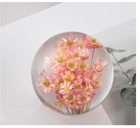 HeFZiYMOZaDP brevtyngre maskros, en drömboll, kristallönskeboll, unika hemtillbehör, lärardagen och alla hjärtans dag (rosa tusensköna, 7 cm)