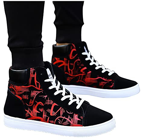 Chaussures-Montantes-De-Randonnée Homme Femme, Travail Baskets Orthopédique Légère Slip on Chaussure De Cuisine Homme, Chaussures De Golf, Sport Sneakers Rouge, 41