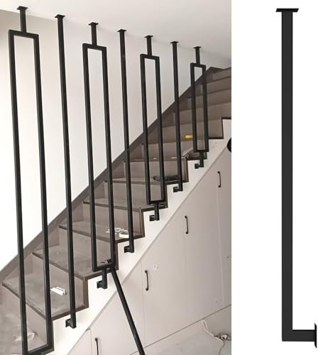 Escalera de hierro forjado para interiores y exteriores, barandilla cuadrada negra para ancianos y niños, barra de apoyo antideslizante de seguridad, riel de agarre de escalera de 4 pies, balaustrada