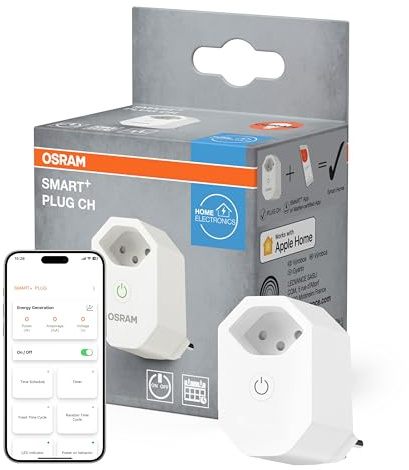 OSRAM SMART+ Wifi Plug CH Schweiz Steckdose, 2300W, 10A, IP20, weiß, Alexa, Google Home