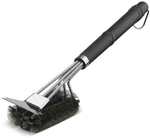 Meritaipolw Spazzola Barbecue, Spazzola per Barbecue Acciaio Inox, bbq brushing, accessorio per barbecue, pulizia a 360°, adatta per BBQ a gas, a carbone ed elettrici (1 pezzi)