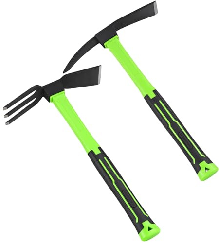 YoFeW 2pcs Garden Hoe Comfortable Handle Gardening Tools 2 in 1 Garden Tool Hoe for Outdoor Weeding Work