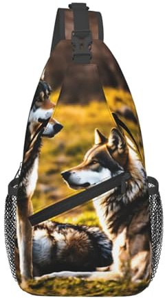 OAZCVBNN vargar tryck kors bröstväska diagonalt slunga gymresor weekendresor crossbody ryggsäck