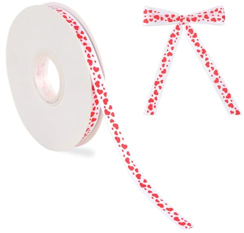 Cinta Para Regalos Cinta De San Valentín Cintas De Corazón Roja Lazos Corazón Roja Blanco Para Manualidades Decoración San Valentín, Cumpleaños Bautizos Ramo Pastel Bodas 10mmx45m