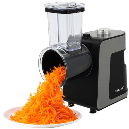 Cortador de verduras eléctrico, independiente, rallador de queso con 5 cuchillas, picadora multifuncional para patatas, rábanos, pepinos