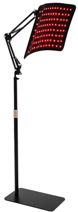 Lampe à lumière rouge, lampe infrarouge avec angle réglable à 360°, lampe de thérapie à lumière rouge avec LED 120 x 850 nm + 240 x 660 nm perles de lampe, lunettes de protection et ceinture