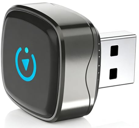 Kabelansluten till trådlös bilomvandlare – överföring fordonselektronik, USB-adapter för trådbunden till trådlöst ljud, röstassistent kompatibel för daglig pendling familjesemester handsfree