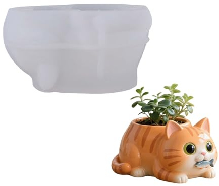 Cats Shape Small Flower Container Silicone Mold for Crafting Unique Resin Ornaments Wax Melts and Small Plant Displays Holder Mold