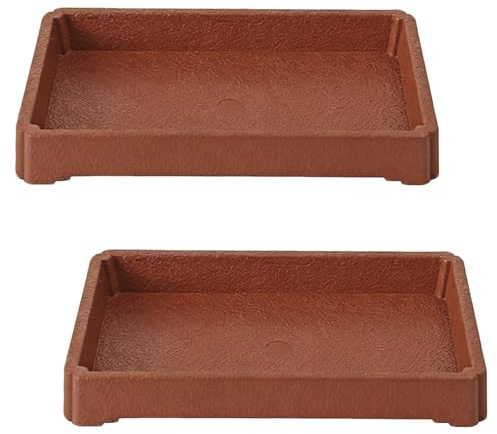 Platillos Rectangulares para Plantas, Platos de Plástico para Plantas de Interior, Bandeja para Cultivo y Jardines en Balcones(Brown,43x32x3cm/17x13x1in)