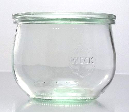 6 Weck Einkochgläser 500ml Tulpenform RR100 mit Glasdeckel und Ringen im Original Weck Karton