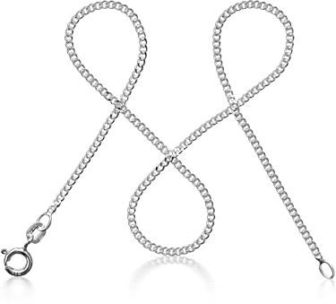 modabilé Panzerkette Damen Halskette 925er Sterling Silber (60cm lang I 1,7mm breit) Nur Silberkette 925 ohne Anhänger Silberne Kette für Frauen