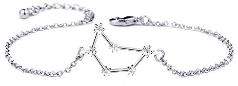 BOCHOI Pulsera con signo del zodiaco de constelaciones para mujeres y niñas, pulsera de astrología, horóscopo CZ joyería para madre e hija BFF dama de honor, regalo de cumpleaños, cadena ajustable