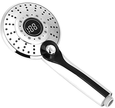 3 Spray Modes Hand Shower Head, Digital Display Shower Head Electroplating ABS LED Universal Shower Head Water Saving System Suitable for Family Hotels