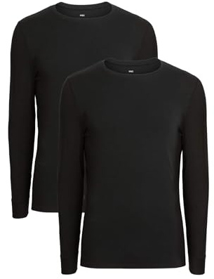 Marks & Spencer Lot de 2 Tops Thermiques légers Heatgen™ à Manches Longues Noir XL