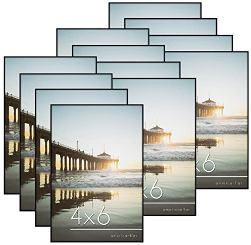 Americanflat Front Loading 4x6 Picture Frame with Shatter-Resistant Glass - Set of 12 - Metropolitan Collection - Photo Frame for Tabletop and Wall Display - Black