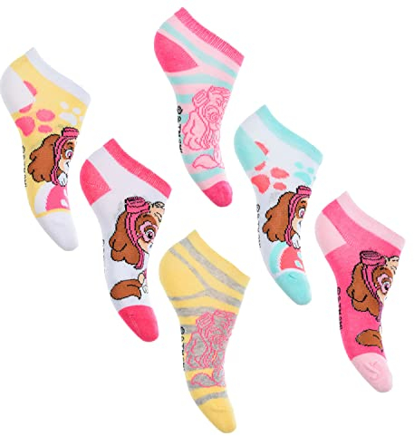 PAW PATROL Mädchen Sneaker Socken mit Skye Motiv 6er Pack (Größe 31-34)
