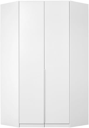 Rauch Möbel Alabama Eckschrank Schrank Kleiderschrank Weiss, 2-türig, Inklusive Zubehörpaket Basic, 1 Kleiderstange, 12 Einlegeböden, BxHxT 117x229x117 cm