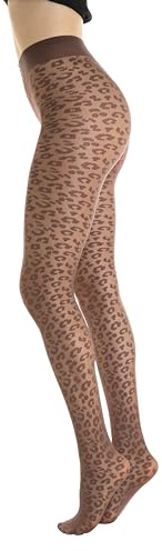 Gi&Gi Collant Donna Velati,collant Fantasia Animale a Leopardo 20 Denari N.1307 (LXL, Marrone Scuro)