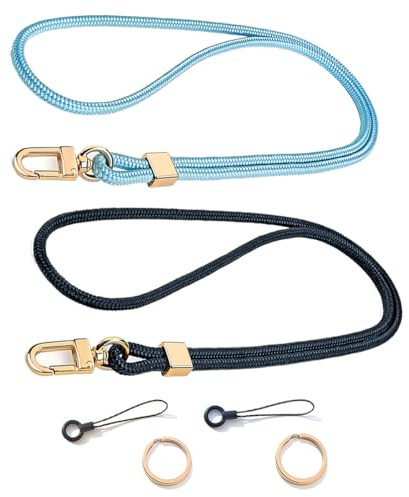 WOXJENA Schlüsselband, Nylon Lanyards, Neck Lanyard mit Drehbarem Metallclip, Langes Handgelenk Paracord Schlüsselanhänger mit Karabiner für Ausweishalter, 2 Stück