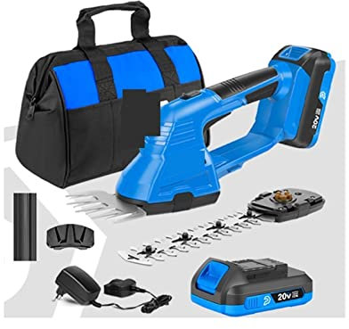 Cortasetos, cortadora de césped, Tijera Cortasetos Recortadora de setos eléctrica 2 en 1, cortacésped inalámbrico de 20V, podadora de batería, Herramientas de jardín, Tijeras, Recortadora de arbustos