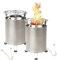Carlo Milano Holzkohle-Grill: 2er-Set Outdoor-Tisch- & Boden-Feuerstellen, Edelstahl, 18x18x25 cm (Tischkamin Outdoor, Camping-Feuerstelle, Heizstrahler)