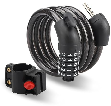 Lucchetto Bici - Catena Bici - Catena Bicicletta Antifurto - Lucchetto Bicicletta - Lunghezza del Lucchetto 105 cm - Diametro del Cavo d'Acciaio 10 mm - Lucchetto a Combinazione Numerica a 5 Cifre