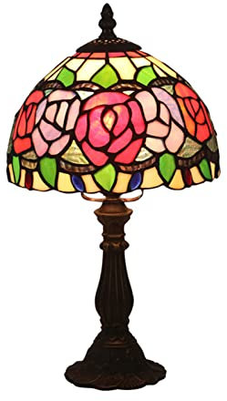 JPXXFM Lampada da Tavolo in Stile 8 Pollici Classica da scrivania in Vetro Color Barocco Decorazione per casa Decorazione del Soggiorno Lampada da Tavolo Base in Lega di Zinco