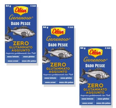 Older | Dadi Brodo Gusto Pesce Senza Lattosio Senza Glutammato Aggiunto | Insaporitori Senza Glutine Senza Olio Palma - 18 Dadi
