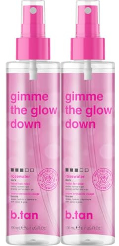 b.tan Clear Face Tan Mist Bundle | Gimme The Glow Down - Facial Tanner Spray, Gradual Bronzing Sunless Tanning Water, Infused with Rosewater, No Fake Tan Smell, 6.7 Fl Oz, Pack of 2