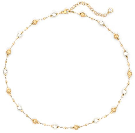 Jenosy Collier Ras du Cou en Laiton Plaqué Or 14 Carats pour Femmes, Perles Blanches, Style Bohème