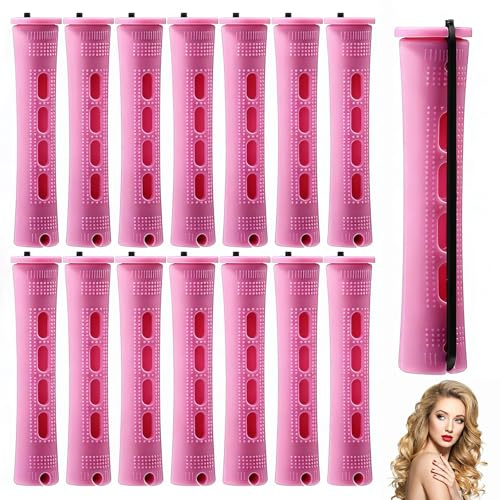 Eastrise Perm Rods Set,0.75 Inch Medium Size Hair Curlers Rollers,Perming Rods with Elastic Rubber Band,Non Slip Plastic Hair Perm Kits for Fashionable Curly Hair,Hairstyle Styling (Purple/30 PCS)