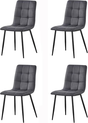 mcc direct Set of 4 Faux Matte Suede Leather Dining Chairs With metal Legs home& restaurants henri - Dark Grey