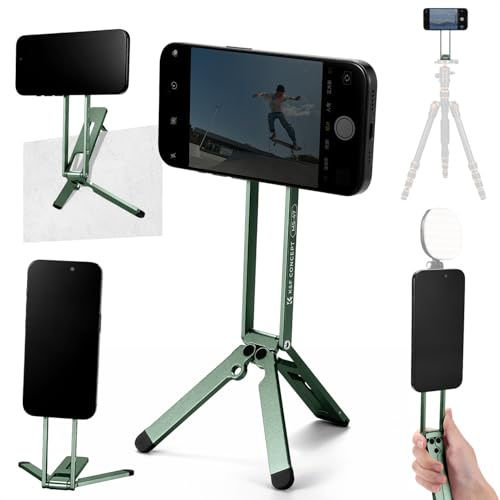 K&F CONCEPT Trépied Magnétique pour téléphone, Mini Trépied Smartphone en Alliage d'aluminium, Perche à Selfie de Poche, Support pour téléphone Mag-Safe Compatible avec Séries iPhone 17-12 Vert