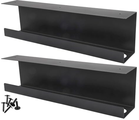 Gdfnmogo Lot de 2 plateaux de gestion de câbles sous le bureau de 43,2 cm, organiseur de câbles en métal pour bureau – Noir et blanc pour le rangement des cordons métalliques et l'encombrement (noir)