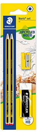 Set Staedtler con 2 lápices Noris Hb hexagonales antirroturas, 1 sacapuntas, 1 goma de borrar (para lápiz o tinta), , .