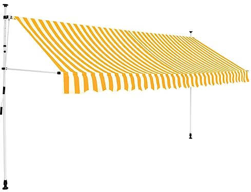 vidaXL Markise Einziehbar Handbetrieben Wasserabweisend Sonnenschutz Klemmmarkise Balkonmarkise Terrasse Balkon Garten 350cm Orange Weiß Gestreift