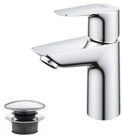 GROHE StartEdge, energiesparende Waschtischarmatur, Kaltwasser in Mittelstellung (Wasserhahn für Waschbecken, 15cm hoch, mit Pop-Up Ablauf, mit 3in1 Werkzeug, einfache Installation), chrom, 23900001