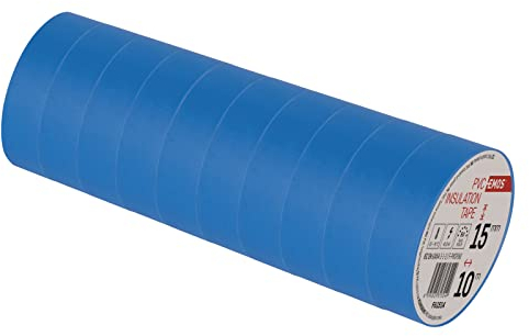 EMOS Lot de 10 rubans isolants en PVC - Bleu - 15 mm x 10 m - Épaisseur de 0,13 mm - Haute résistance à la tension et plage de température d'application - Résistant aux UV - Connexion étanche - Sans