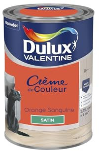 Dulux Valentine Crème de Couleur - Peinture multi-supports intérieure - Satin Orange Sanguine 1,25 L