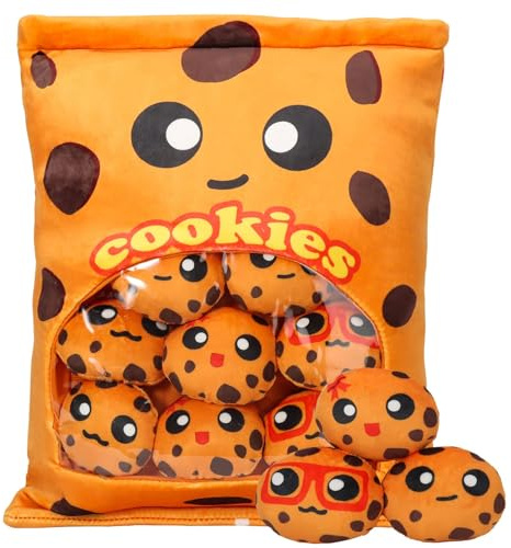 HXPLN Cute Snack Pillow, Kawaii Pudding Plush Pillow & Stufed Toys - Removable, Gift for Teenagers, Girls & Children (8 Orange Cookie)