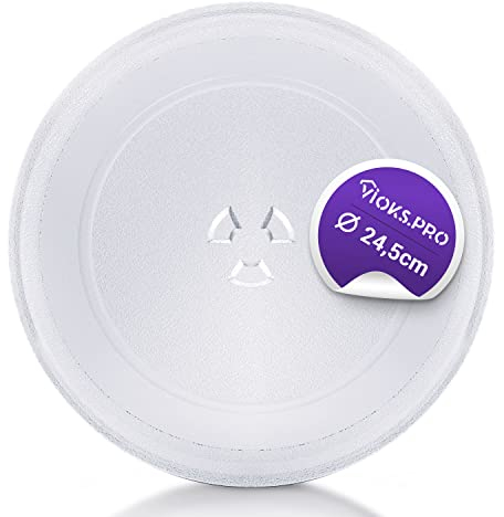 Vioks.pro Mikrowelle Drehteller Ersatz für Candy 49008516 Ø 245mm Ersatz Drehteller für Mikrowelle Teller Glas Universal Mikrowelle Zubehör (245 mm mit 3 Noppen)