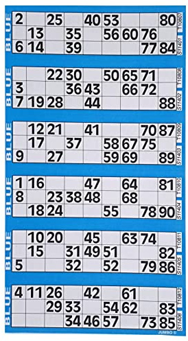 Bingosupermarket Bingo Tickets 600 Pad 6 To a Sheet 1-90 Perforated (Blue)